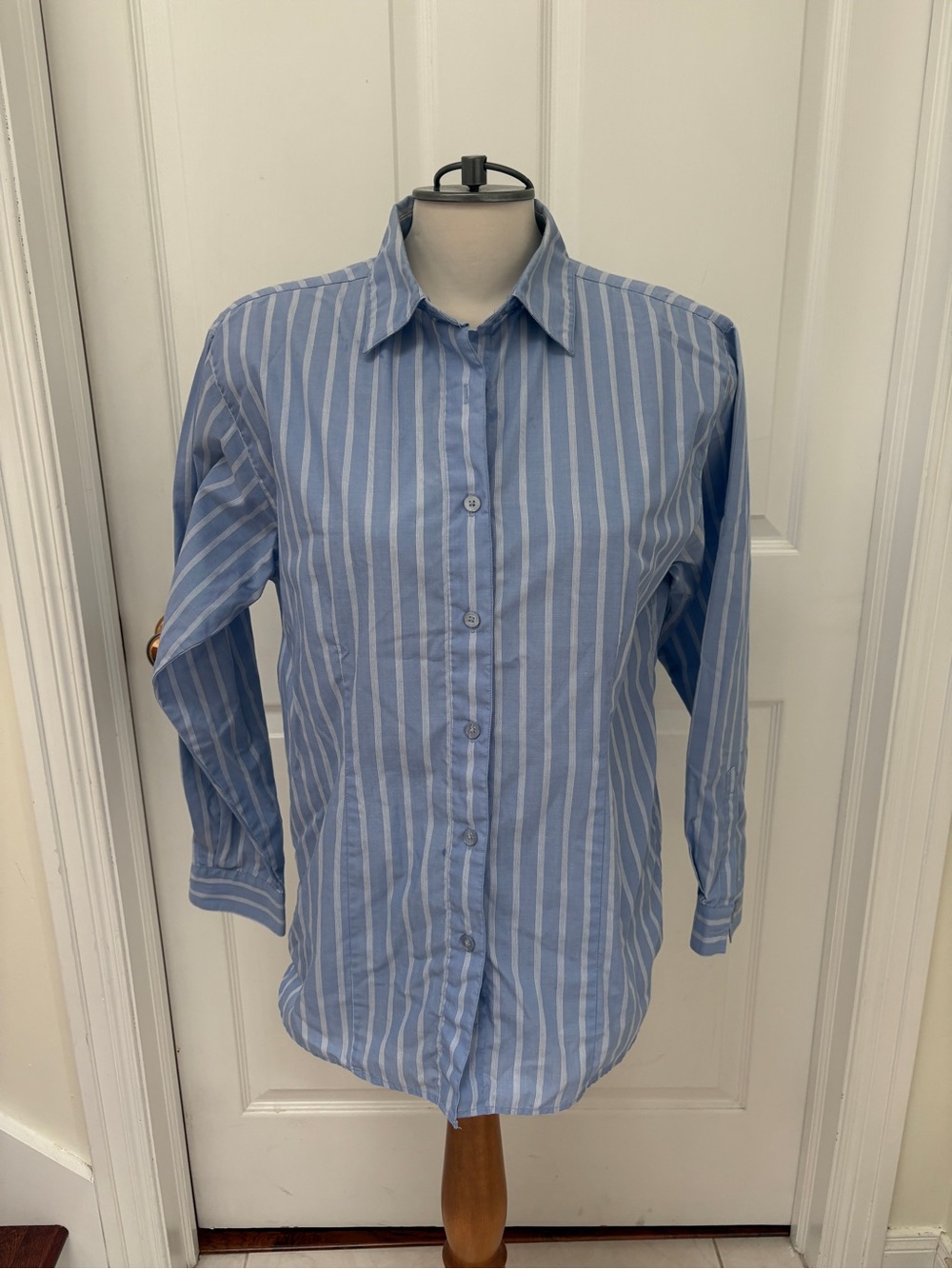 Tabi International Ladies Light Blue Striped Dress Shirt